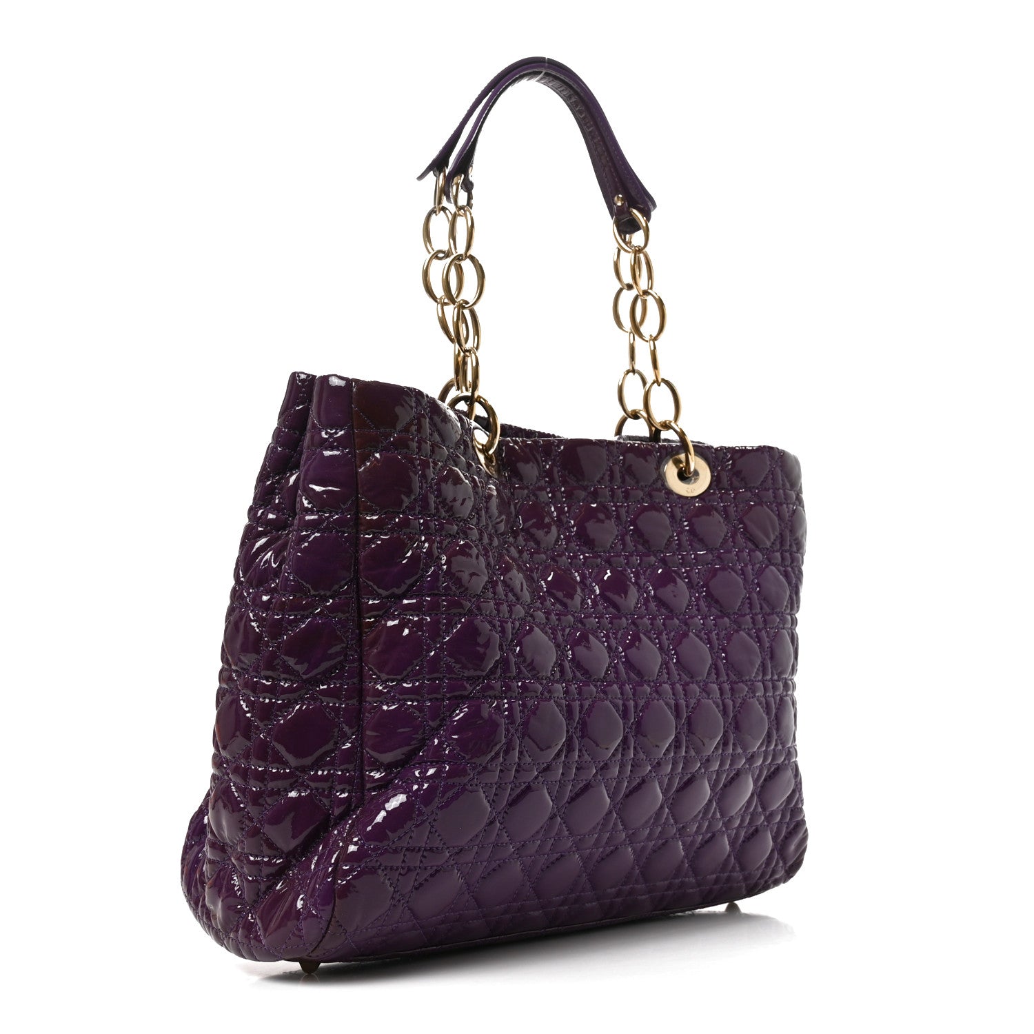 Dior Patent Cannage Large Dior Soft Shopping Tote Purple