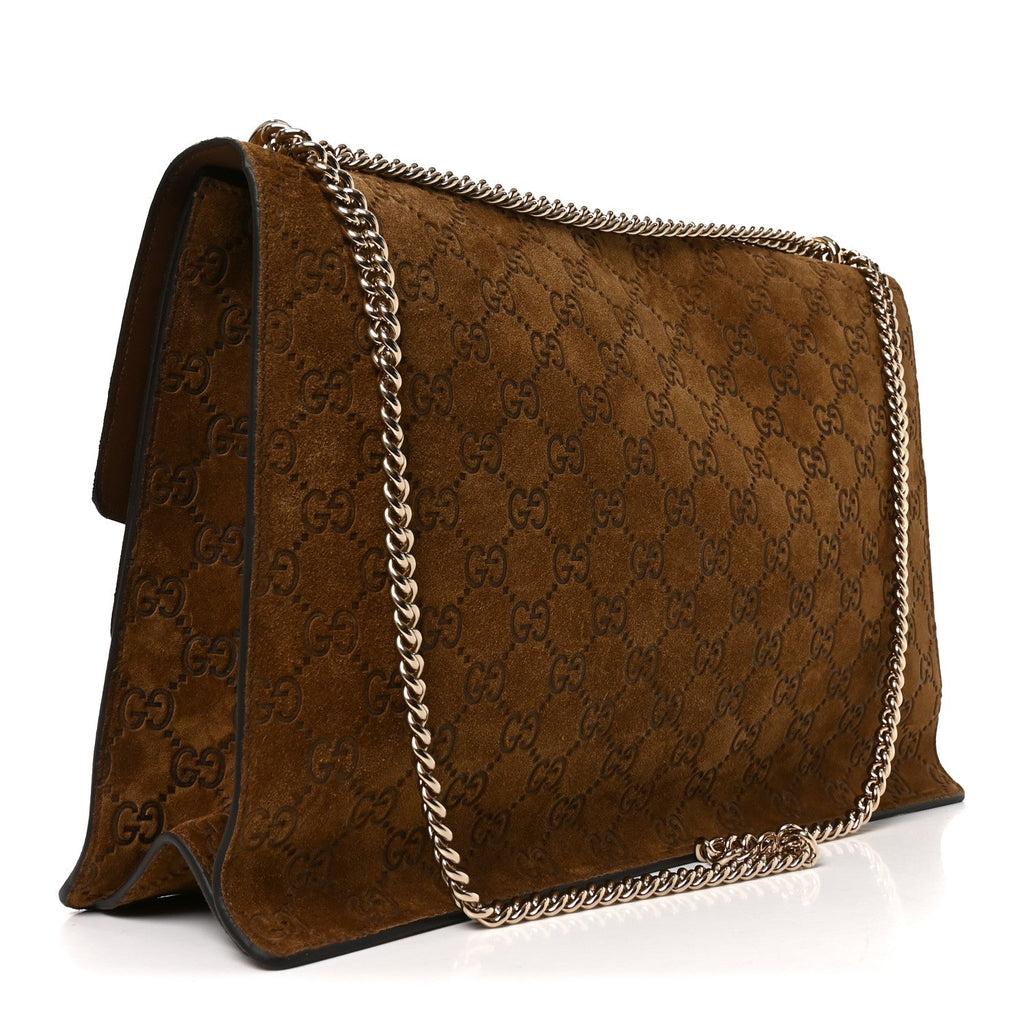 Gucci Suede GG Debossed Large Dionysus Shoulder Bag Brown