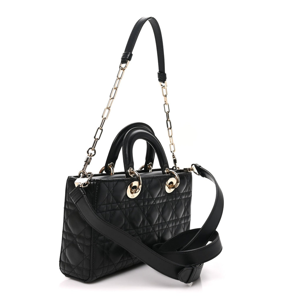 Dior Lambskin Cannage Medium Lady D-Joy Black