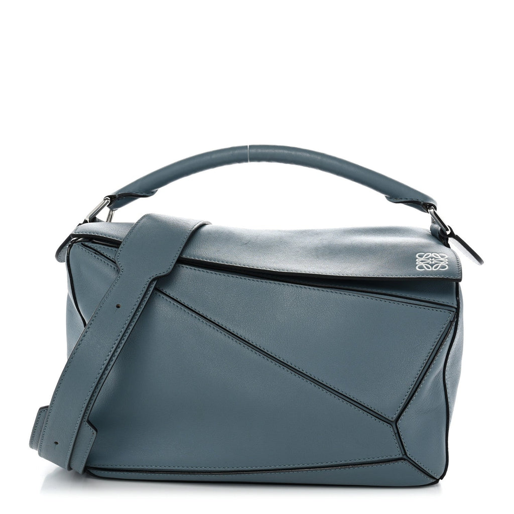 Loewe Calfskin Medium Puzzle Bag Stone Blue