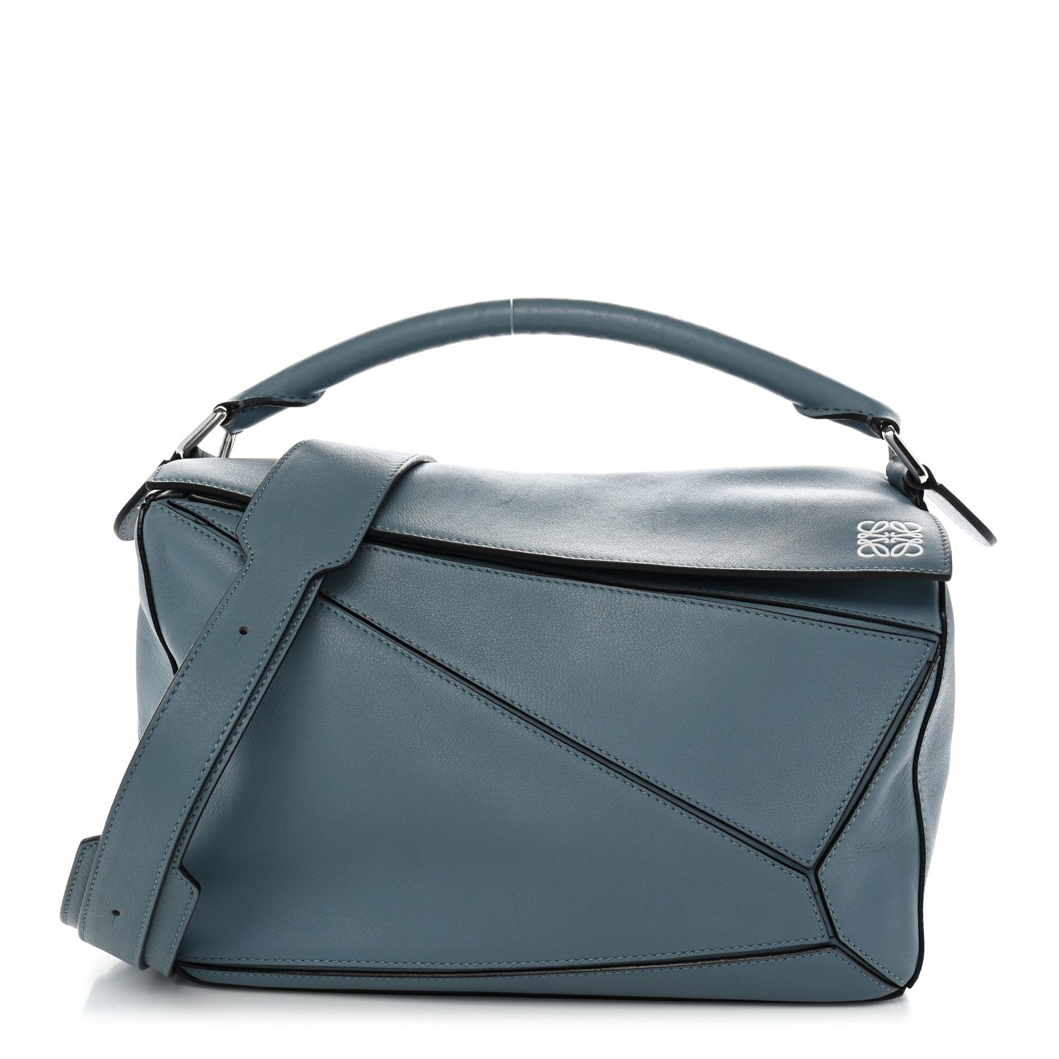 Loewe Calfskin Medium Puzzle Bag Stone Blue