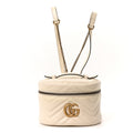 Gucci Calfskin Matelasse Mini GG Marmont Round Backpack White