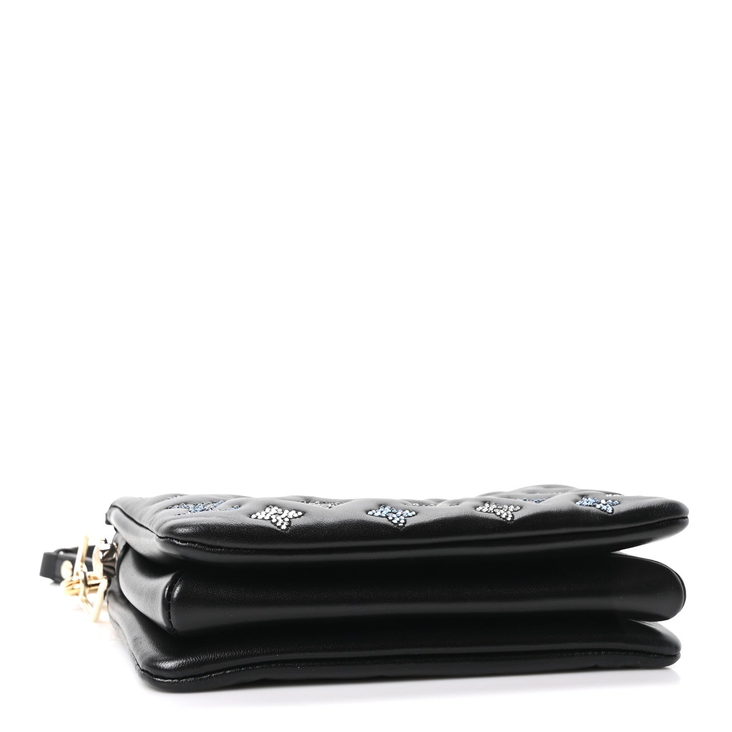 Louis Vuitton Lambskin Swarovski Crystal Embossed Monogram Coussin BB Black