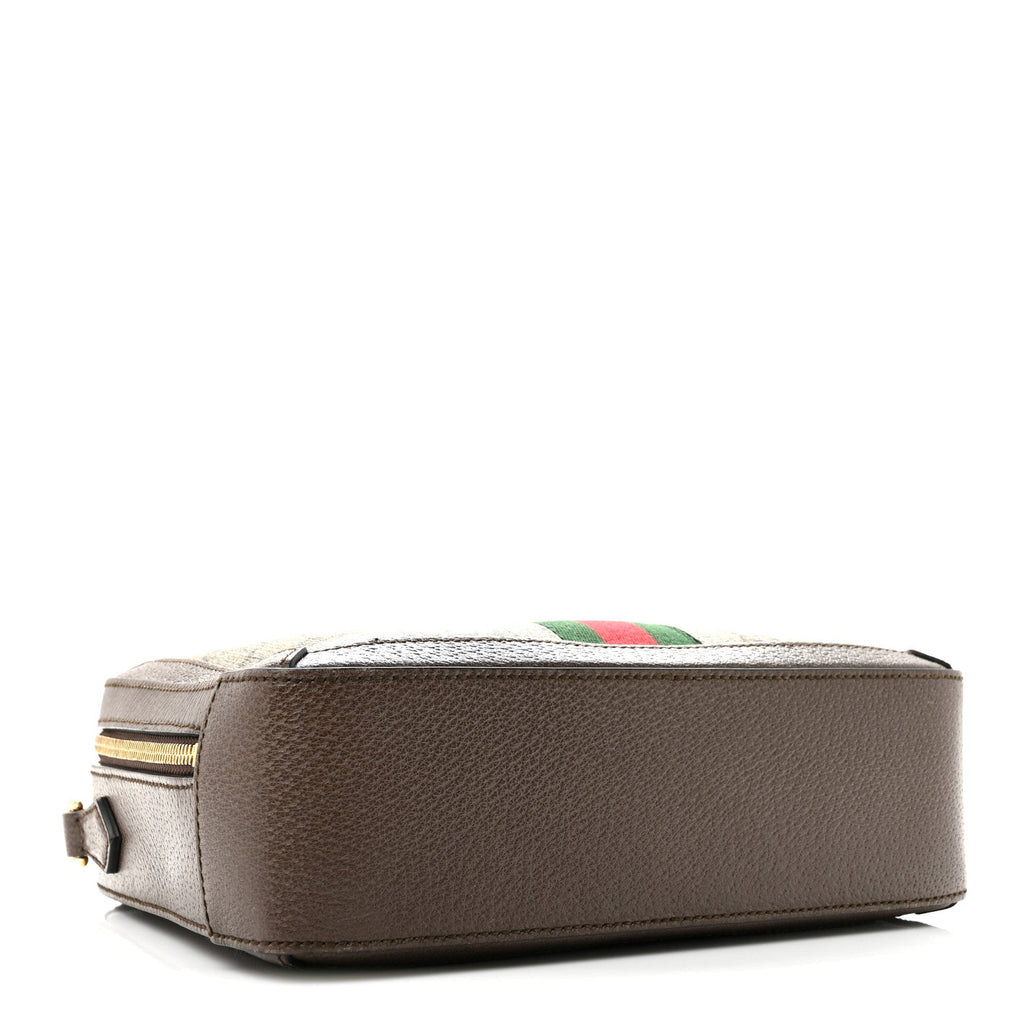 Gucci GG Supreme Monogram Web Small Ophidia Top Handle Shoulder Bag Brown