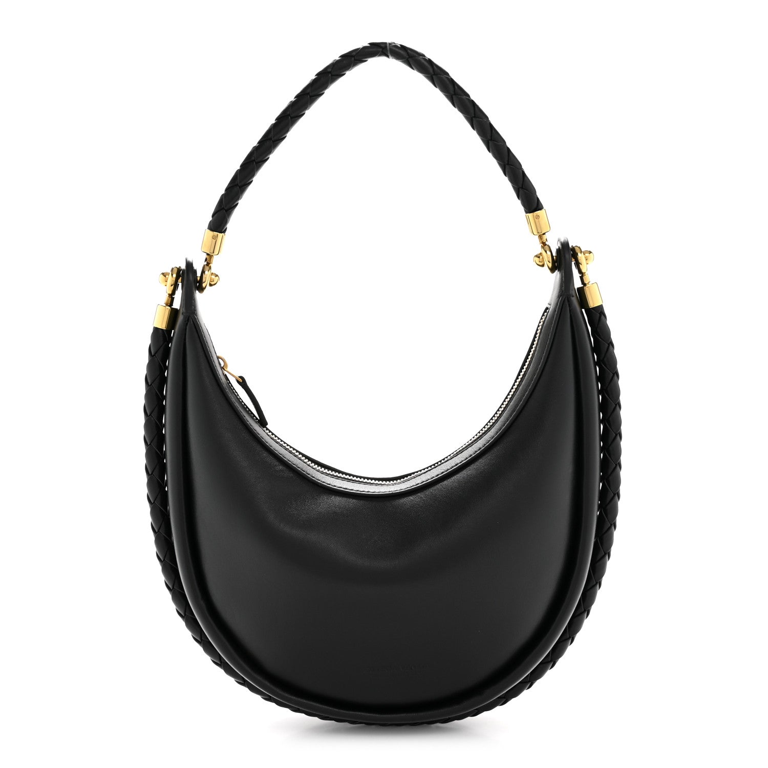 Bottega Veneta Smooth Calfskin Hula Hoop Shoulder Bag Black