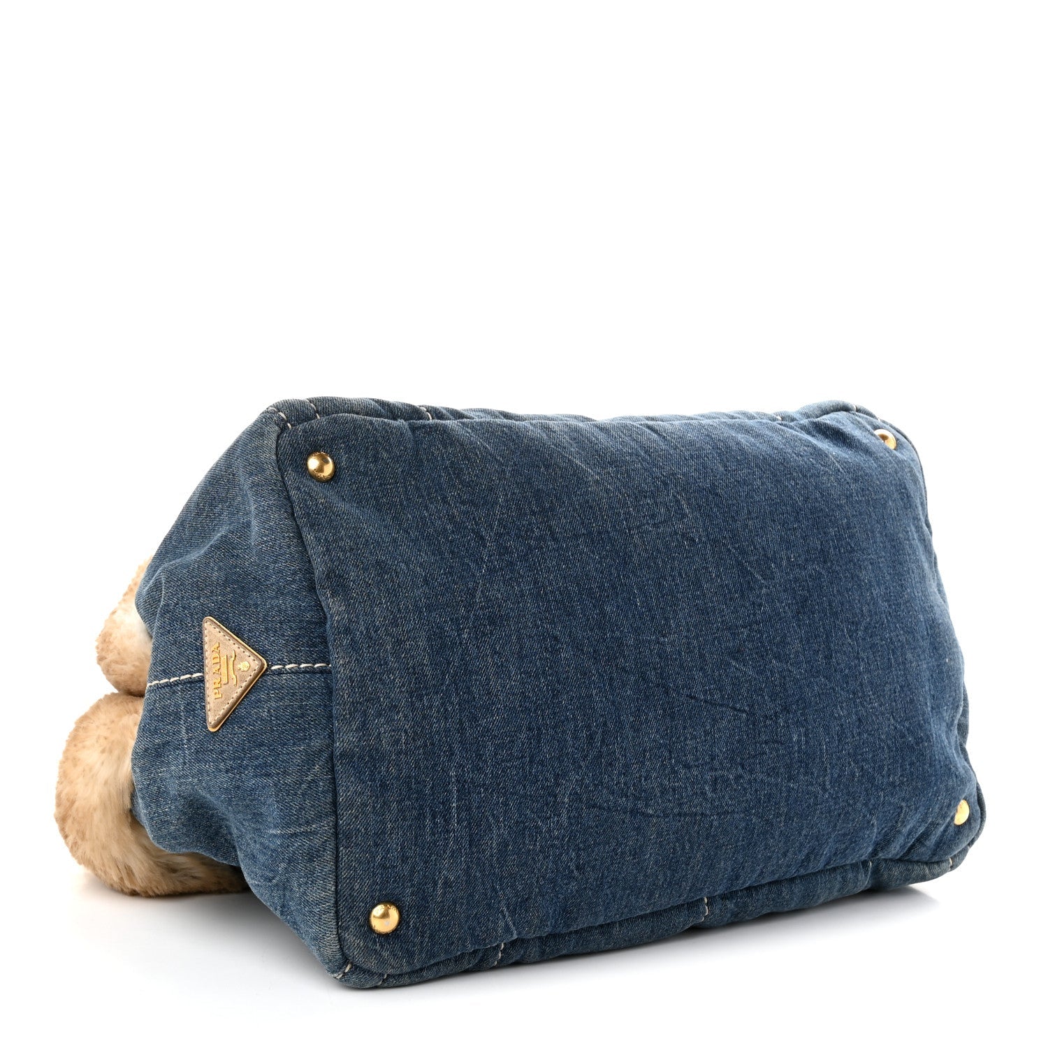 Prada Denim Eco Lapin Logo Tote Avio Cipria