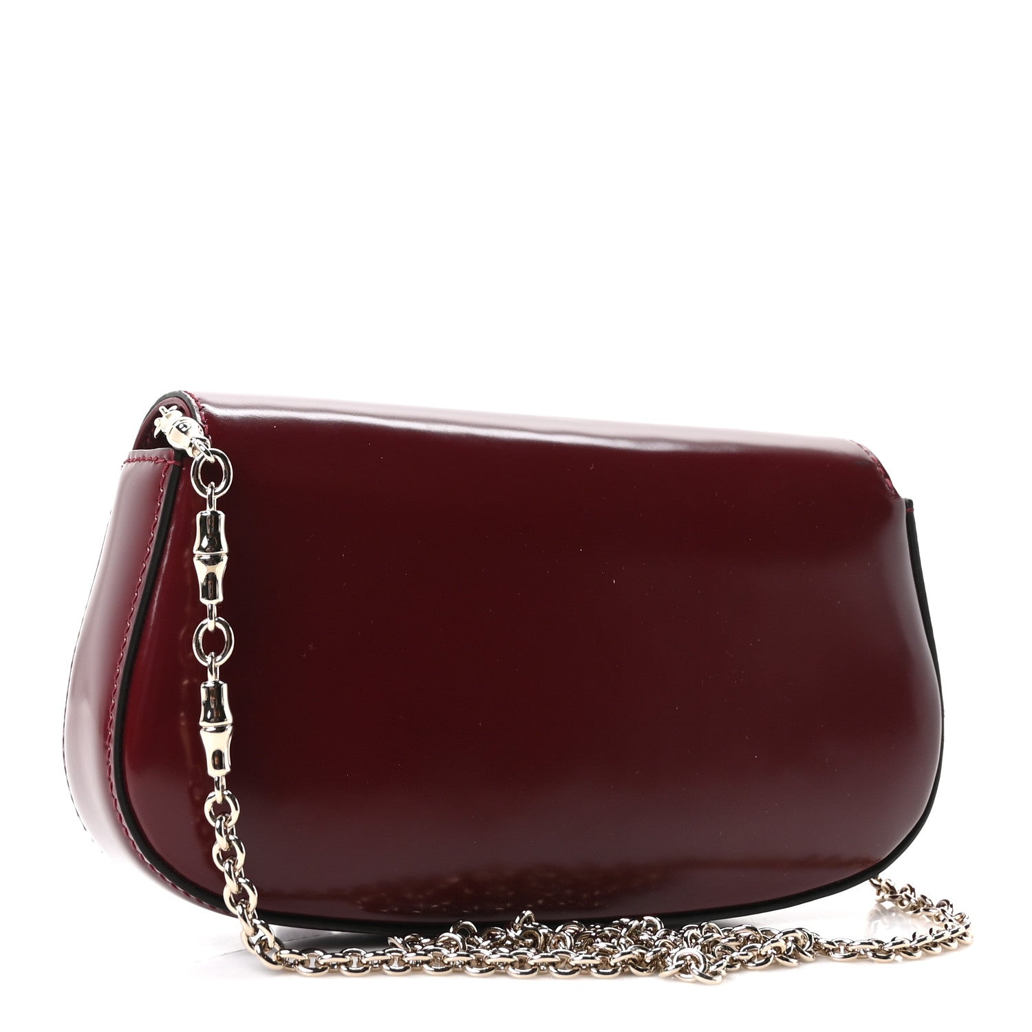 Gucci Shiny Calfskin Small Bamboo Night Bag Rosso Ancora