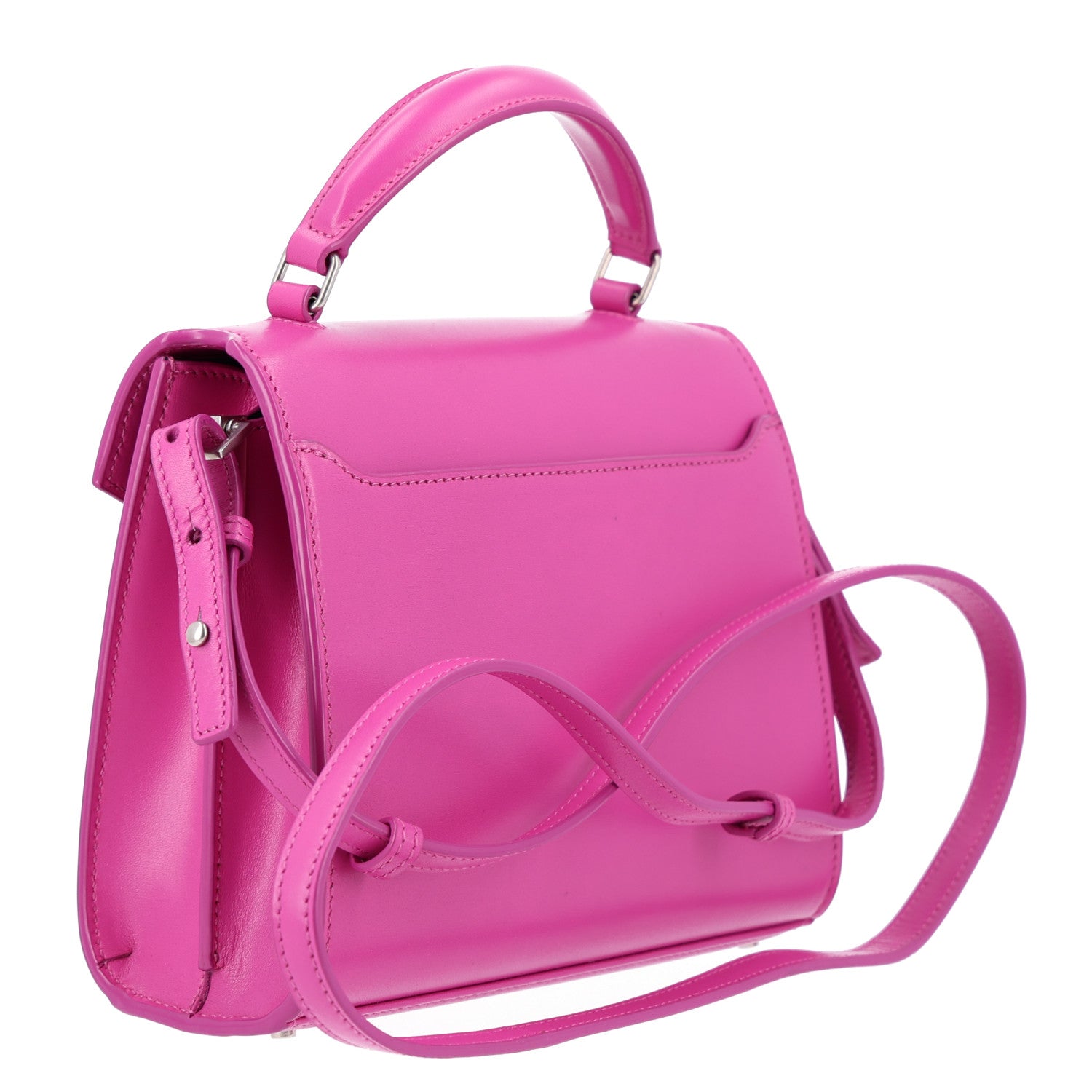 Saint Laurent Mini Cassandra Top Handle Bag Electric Fuchsia side view