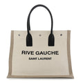 Saint Laurent Linen Calfskin Small Rive Gauche Tote Greggio Natural