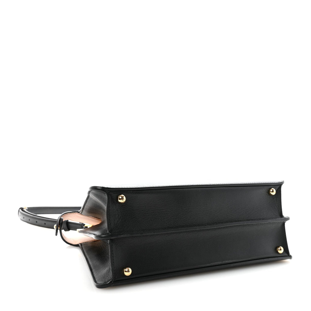 Fendi Vitello Seta Shiny Nappa Medium Peekaboo I SEE U Satchel Black Light Rose