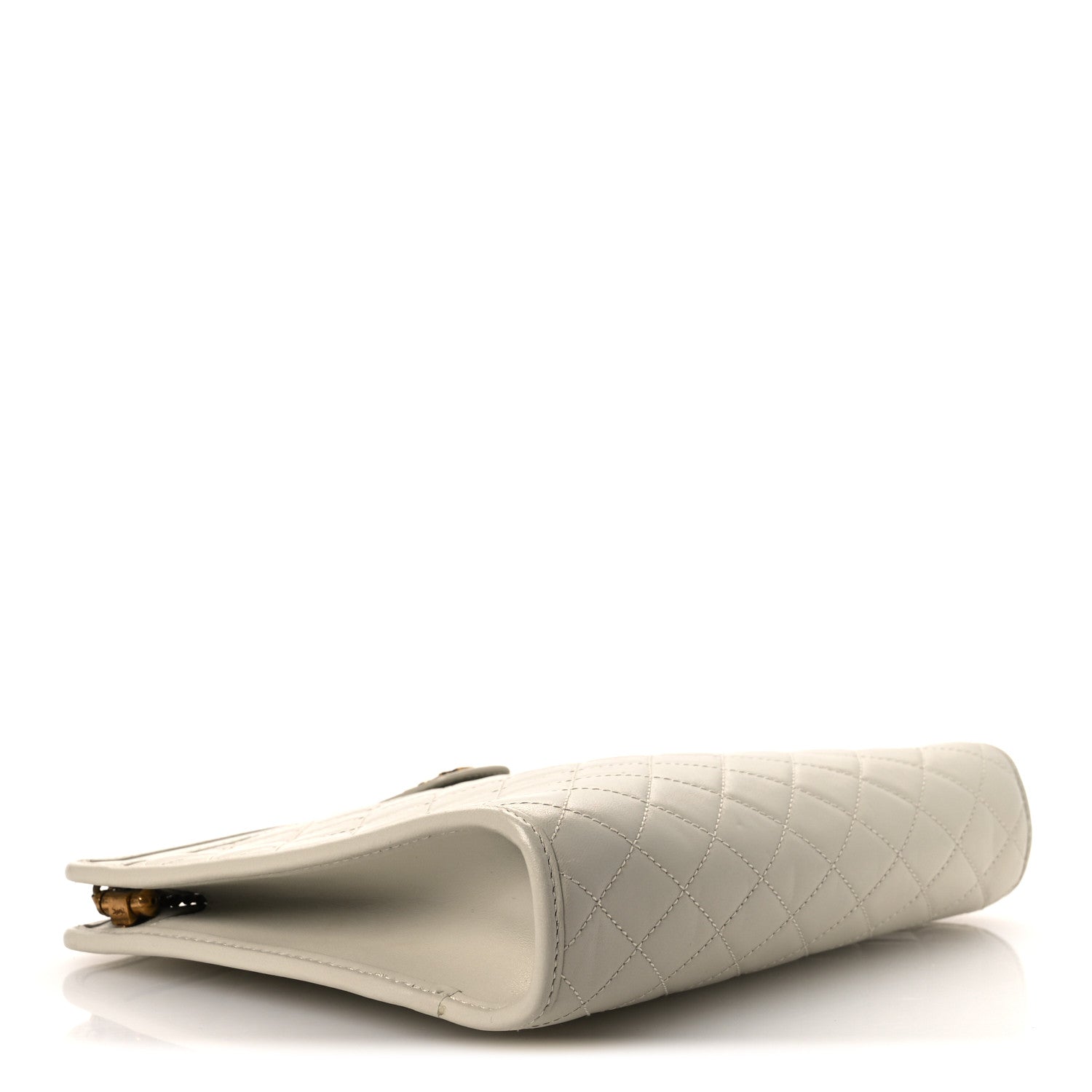 Saint Laurent Lambskin Quilted Monogram Baby Victoire Chain Clutch Blanc Vintage