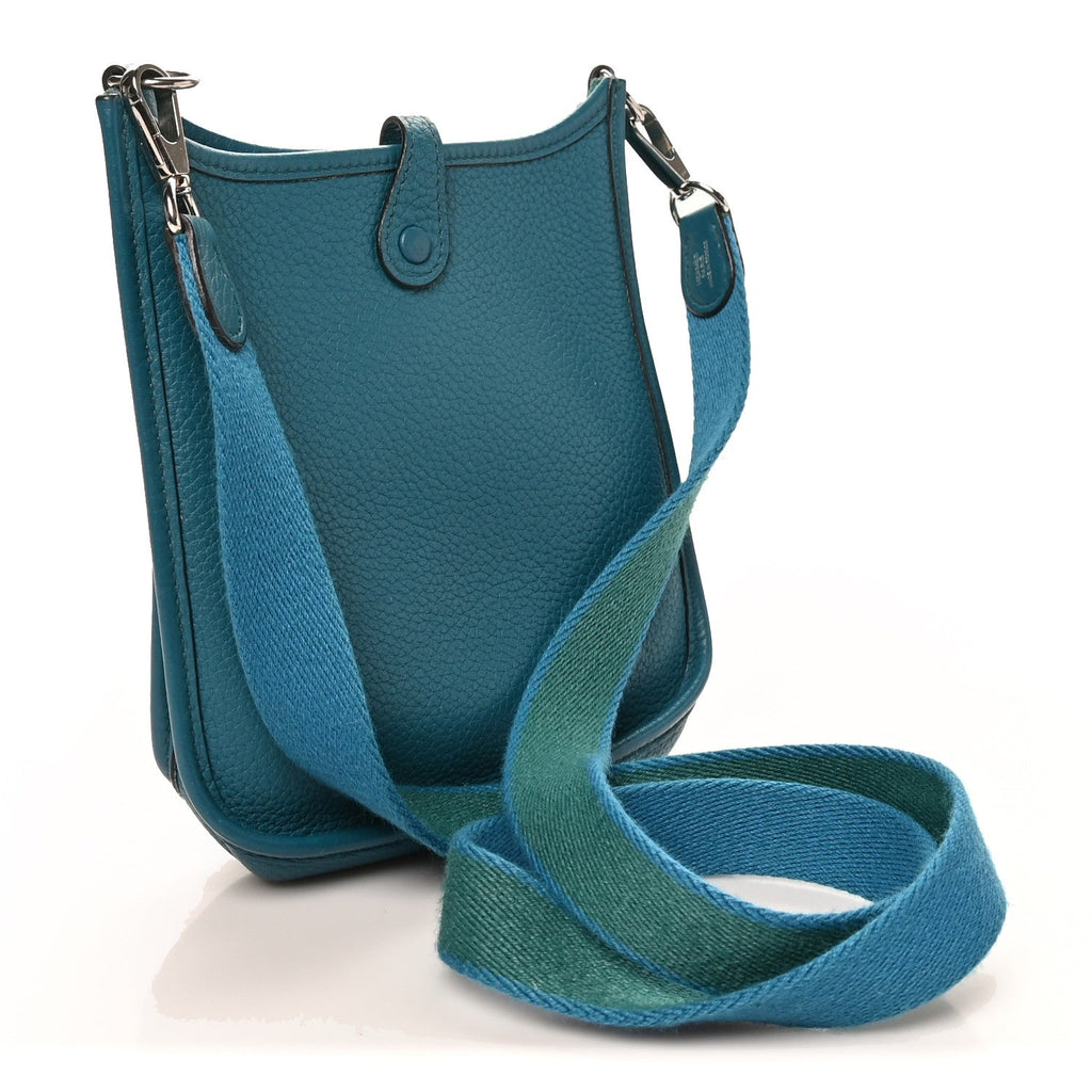 Hermès Taurillon Clemence Amazone Evelyne TPM Bleu Izmir Malachite