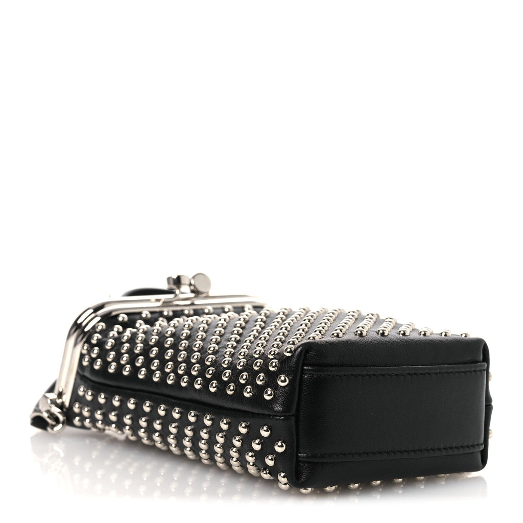 Saint Laurent Lambskin Studded Small Sac Charniere Black