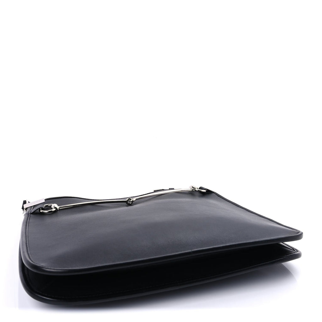 Gucci Calfskin Horsebit Slim Shoulder Bag Black