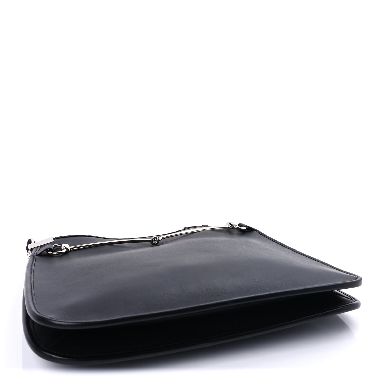 Gucci Calfskin Horsebit Slim Shoulder Bag Black