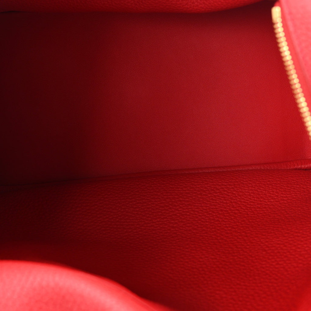 Hermès Taurillon Clemence Lindy 30 Rouge Casaque