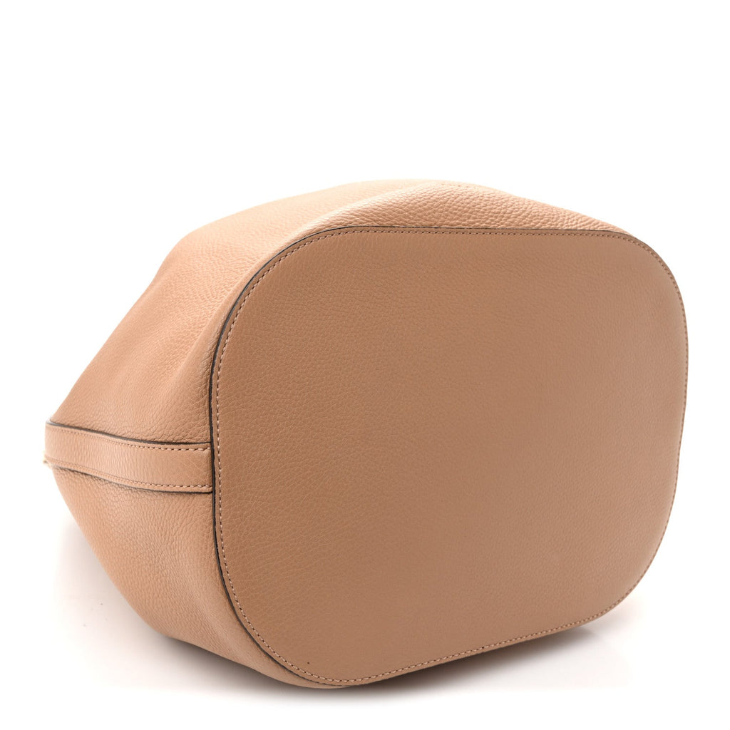 Gucci Pebbled Calfskin Miss Bamboo Bucket Bag Camelia