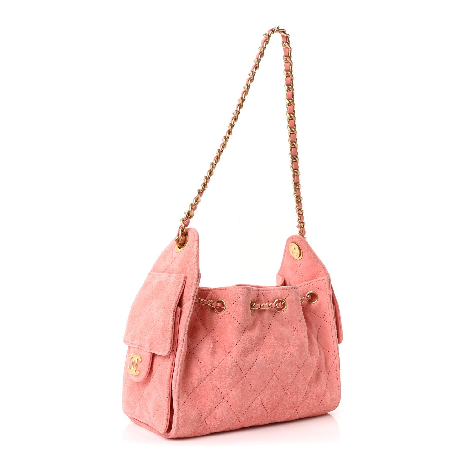 Chanel Suede Quilted Mini Chanel 25 Handbag Pink