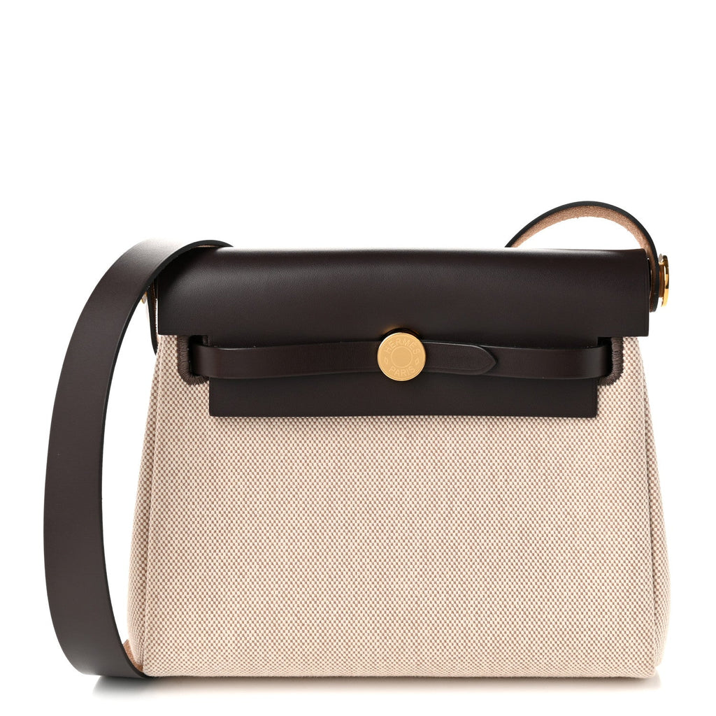 Hermès Military Toile Vache Hunter Herbag Zip Retourne 20 Ecru Beige Ebene