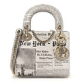 Dior Calfskin Newspaper Printed Mini Lady Dior Black White