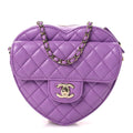 Chanel Lambskin Quilted CC In Love Heart Bag Purple