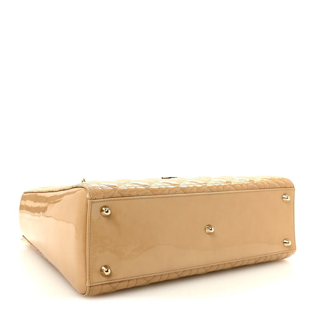 Dior Patent Cannage Large Lady Dior Dark Beige