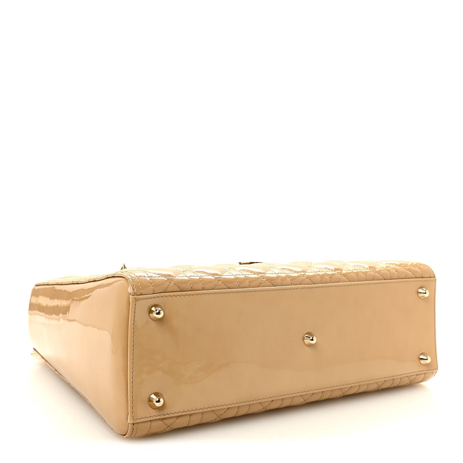 Dior Patent Cannage Large Lady Dior Dark Beige