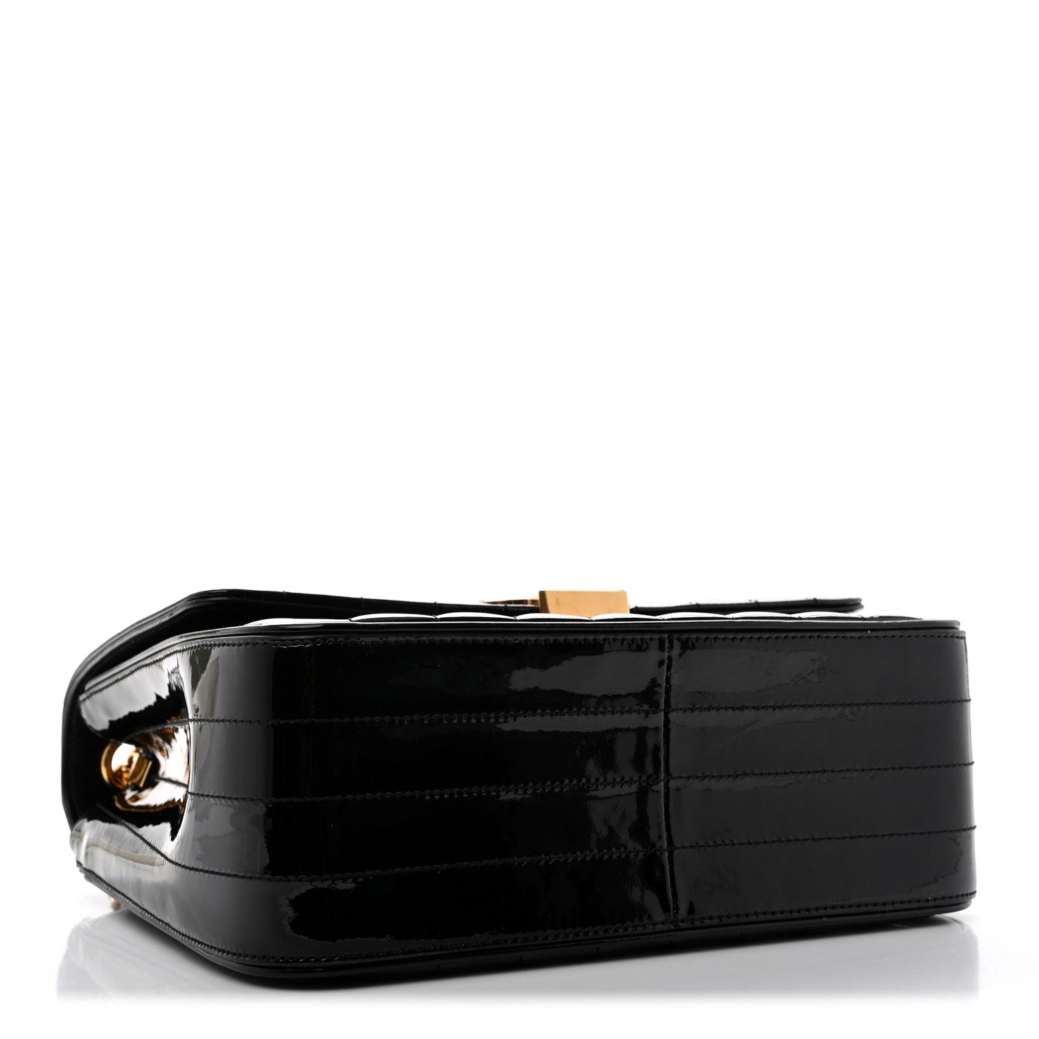 Saint Laurent Patent Matelasse Monogram Large Vicky Chain Bag Black