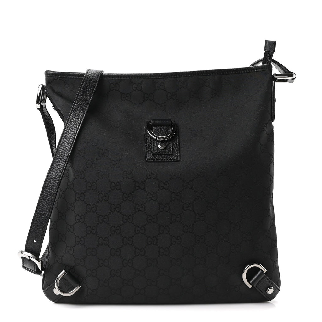 Gucci Nylon Monogram Abbey Messenger Bag Black