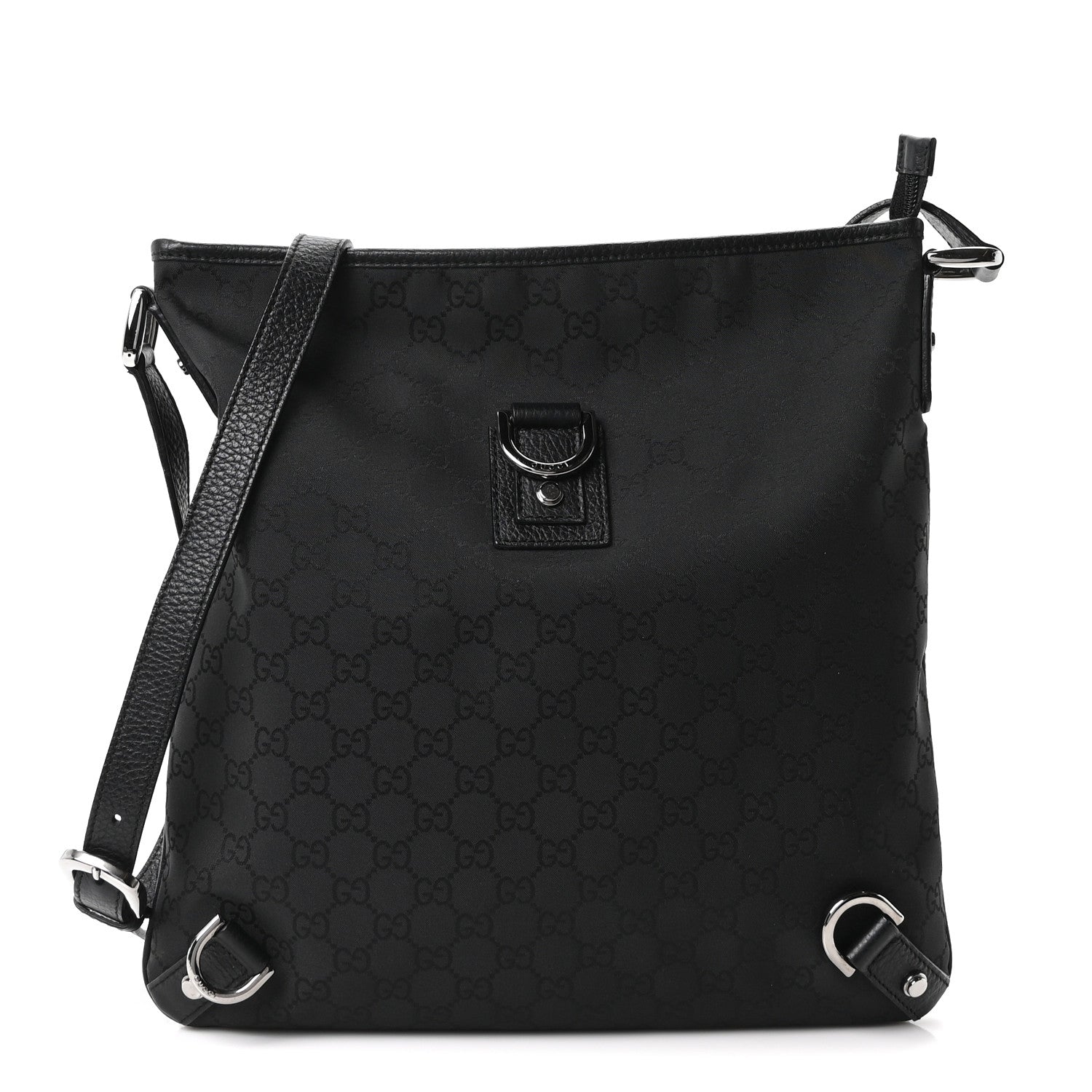 Gucci Nylon Monogram Abbey Messenger Bag Black