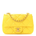 Chanel Pearly Lambskin Pearl Quilted Mini Flap Yellow