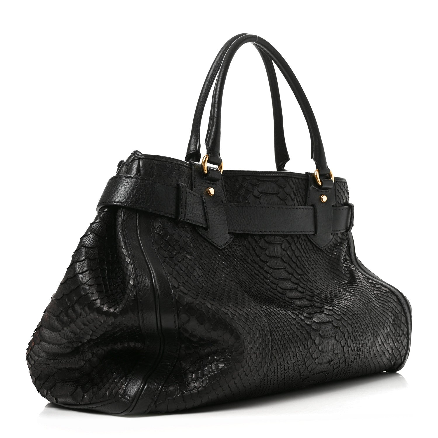 Gucci Snakeskin Large GG Running Tote Black