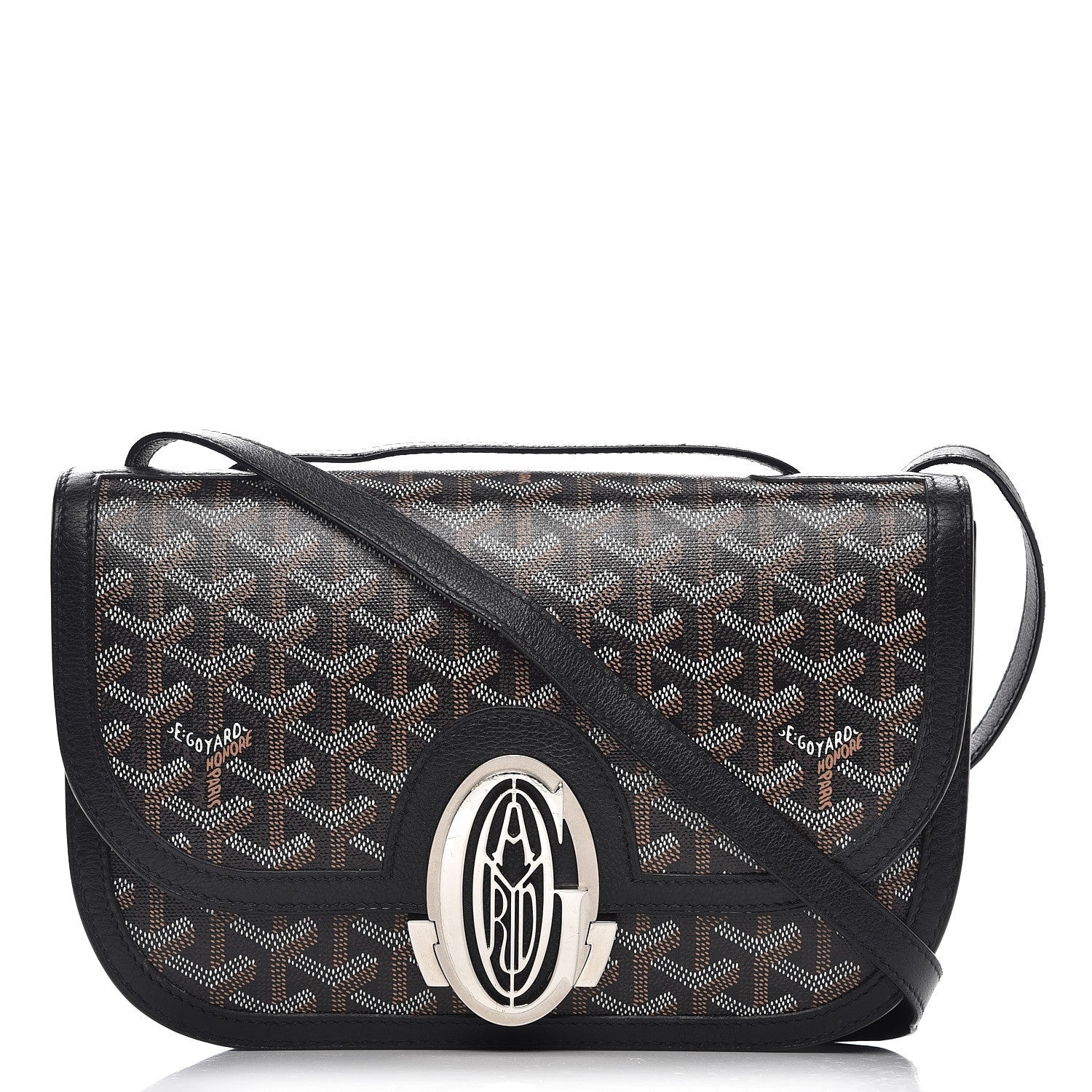 Goyard 233 Bag Black Goyardine front view