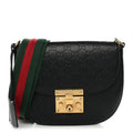 Gucci Guccissima Web Medium Padlock Messenger Shoulder Bag Black