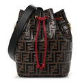 Fendi Vitello Grace F is Fendi Bi-Color FF 1974 Embossed Grande Mon Tresor Bucket Bag Maya Black Fragola