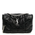 Saint Laurent Lambskin Quilted Toy Loulou Puffer Monogram Chain Satchel Black