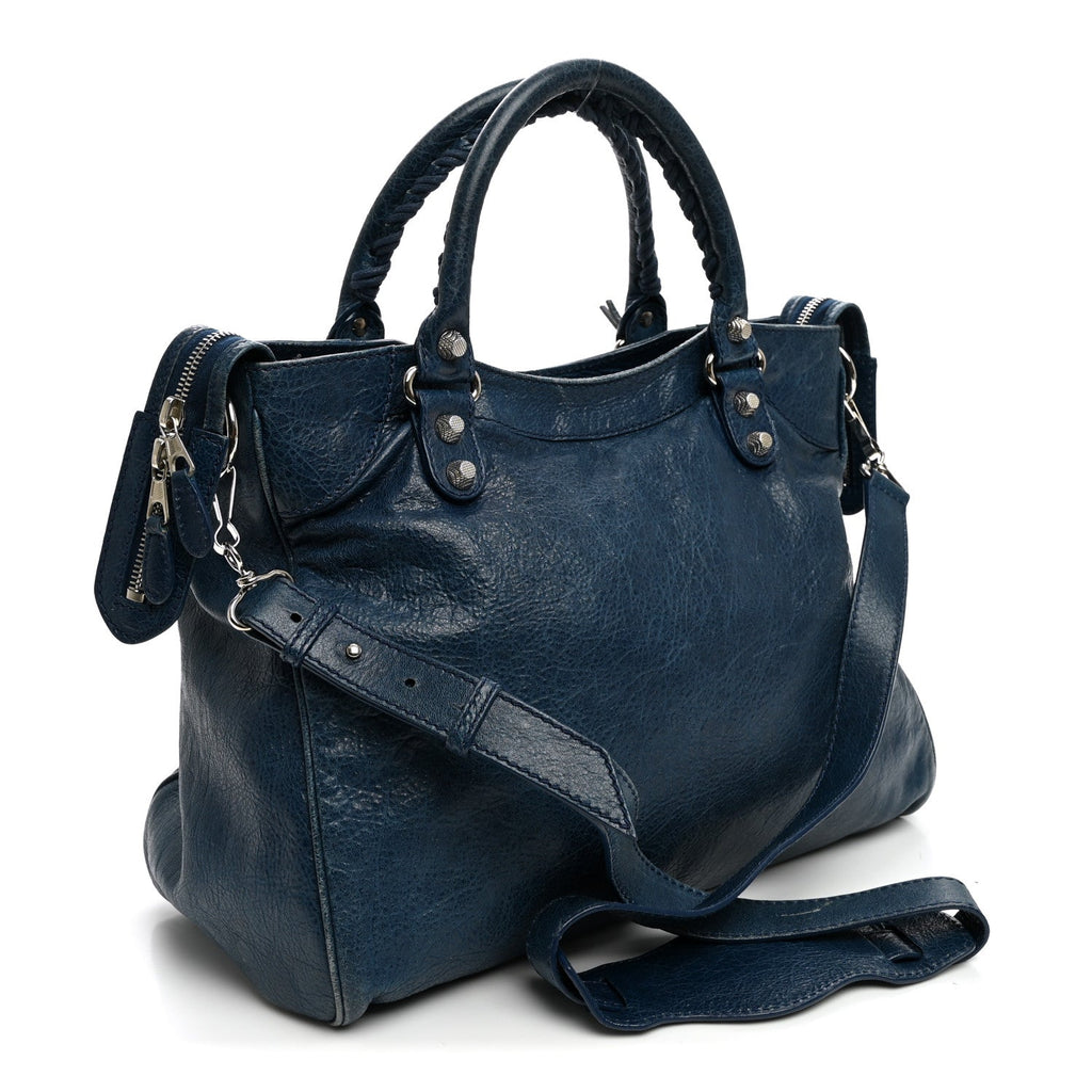 Balenciaga Agneau Giant 12 Silver Hardware Velo Bleu Mineral