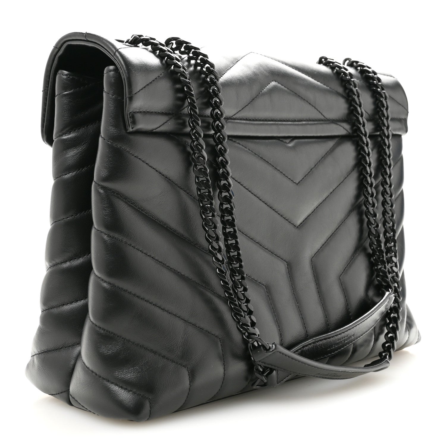 Saint Laurent Medium Loulou Chain Satchel Black side view
