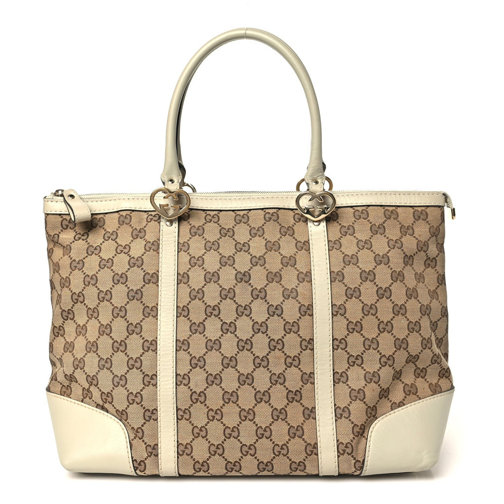 Gucci Monogram Medium Lovely Heart Tote White