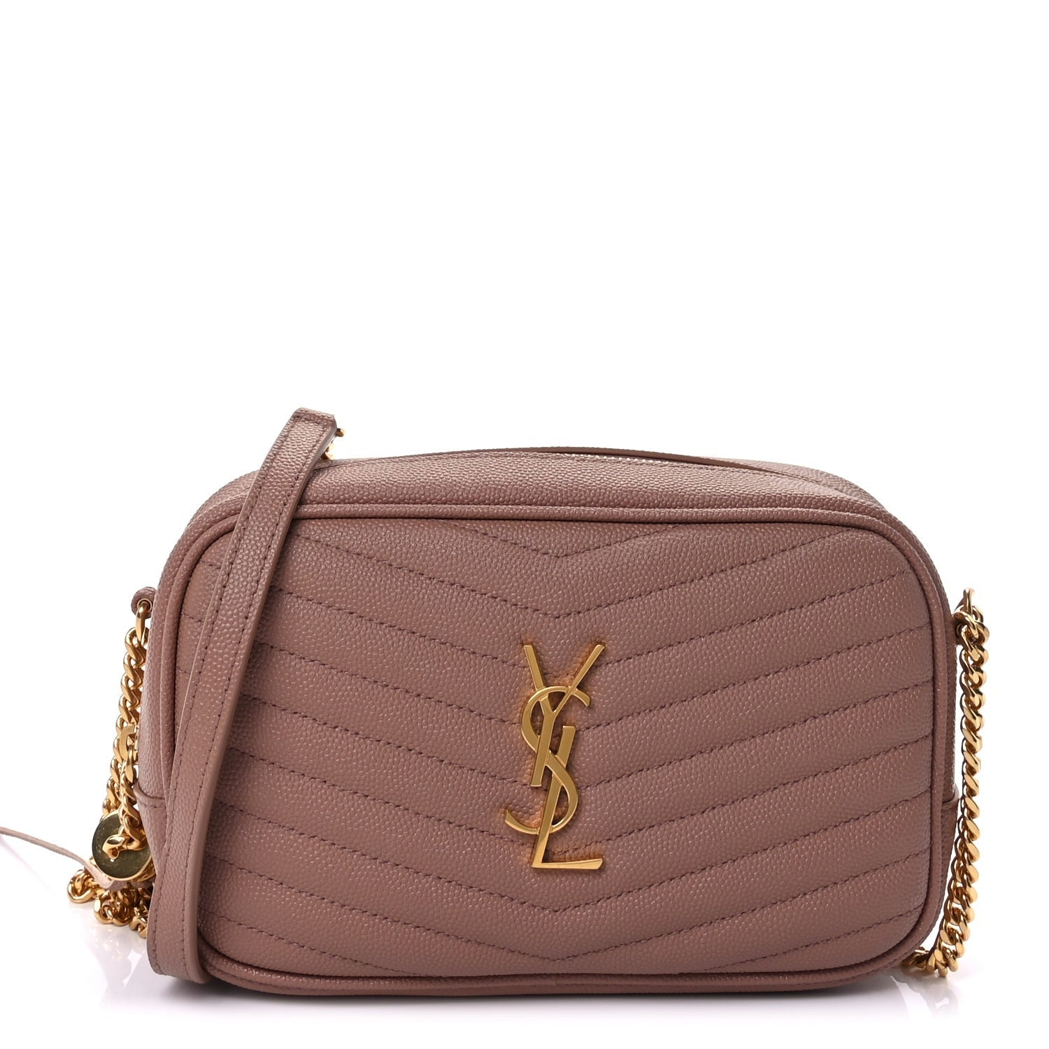 Saint Laurent Grain De Poudre Matelasse Monogram Mini Lou Camera Bag Vintage Peach