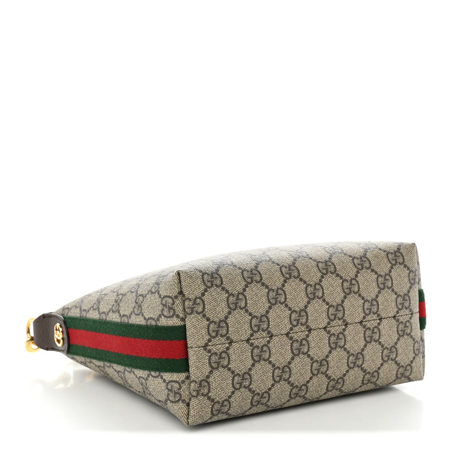 Gucci GG Supreme Monogram Textured Calfskin Web Super Mini Ophidia Shoulder Bag Beige Ebony New Acero