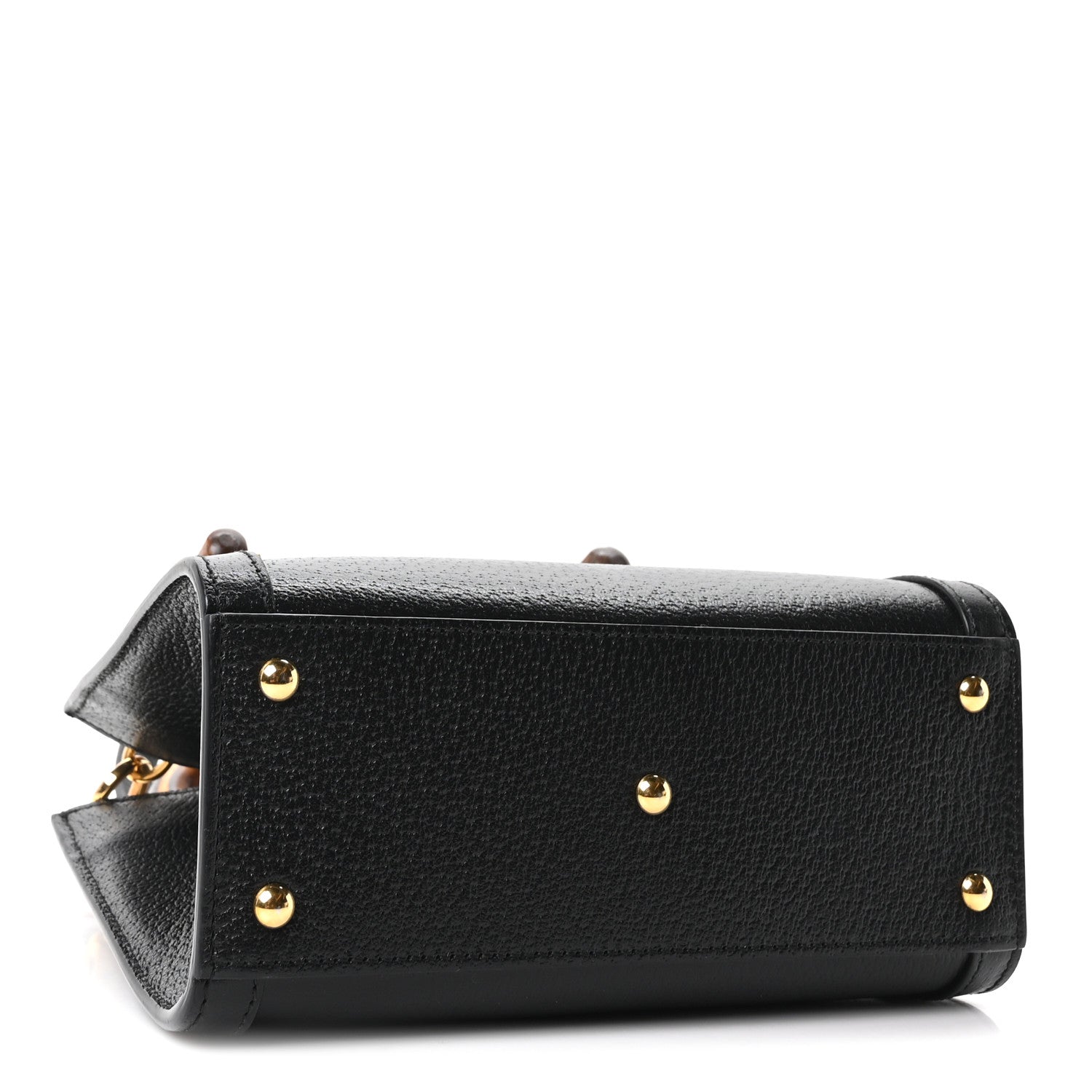 Gucci Textured Dollar Calfskin Web Mini Diana Tote Bag Black Dusty Grey