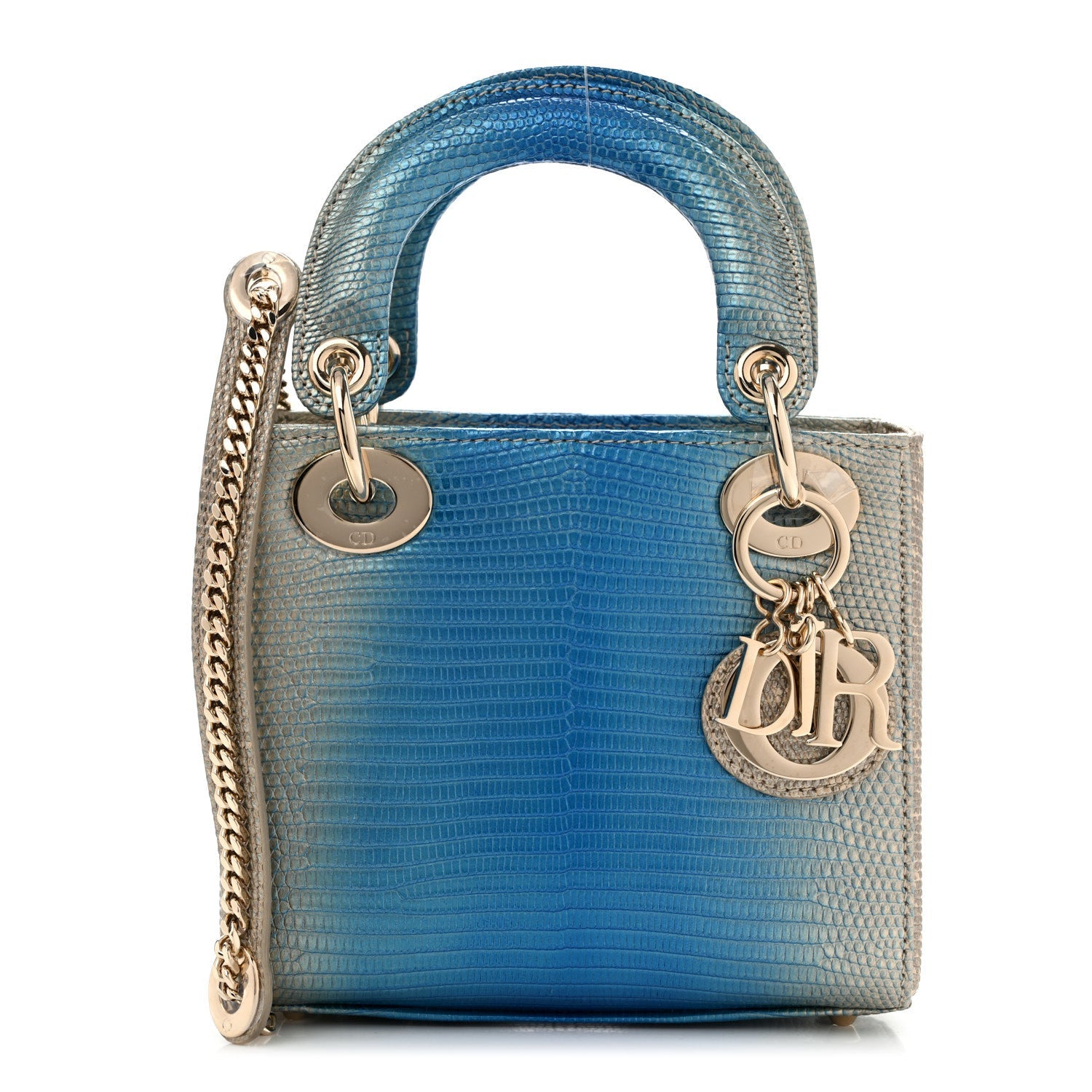 Dior Lizard Gradient Mini Lady Dior Metal Blue