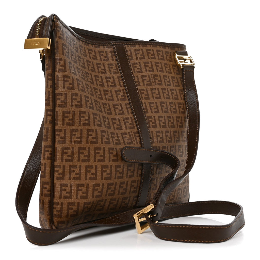 Fendi Zucchino Spalmati Crossbody Brown