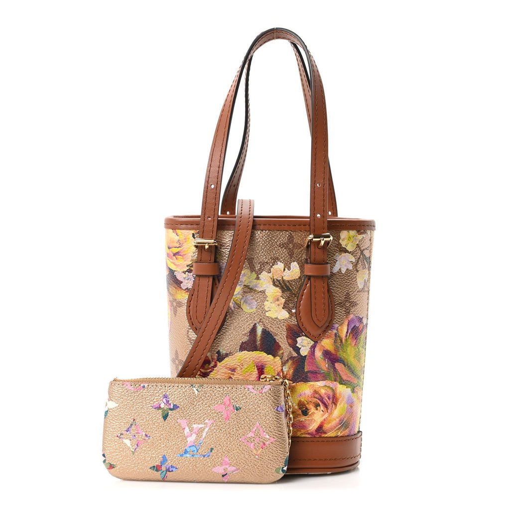 Louis Vuitton Metallic Monogram LV Garden Nano Bucket Bag Gold Gold