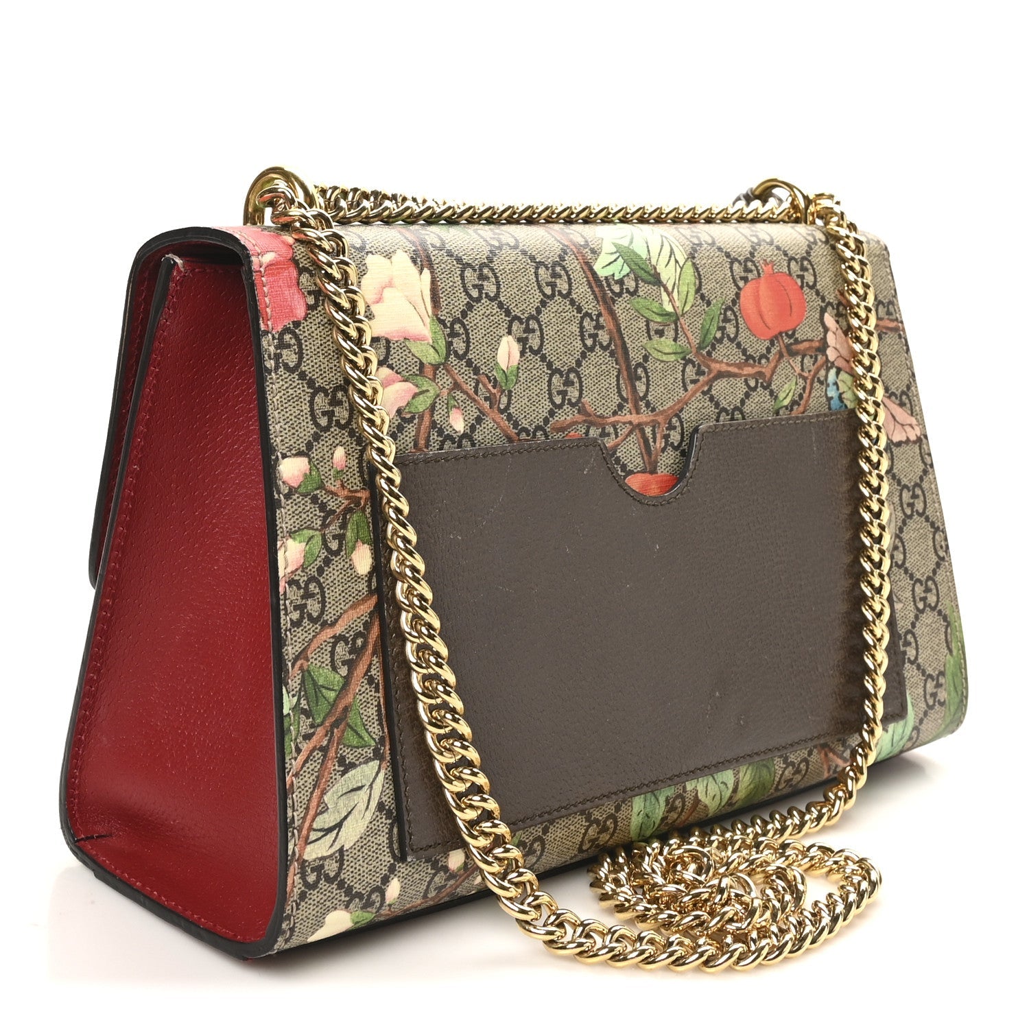 Gucci GG Supreme Monogram Tian Medium Padlock Shoulder Bag Beige Multicolor New Acero