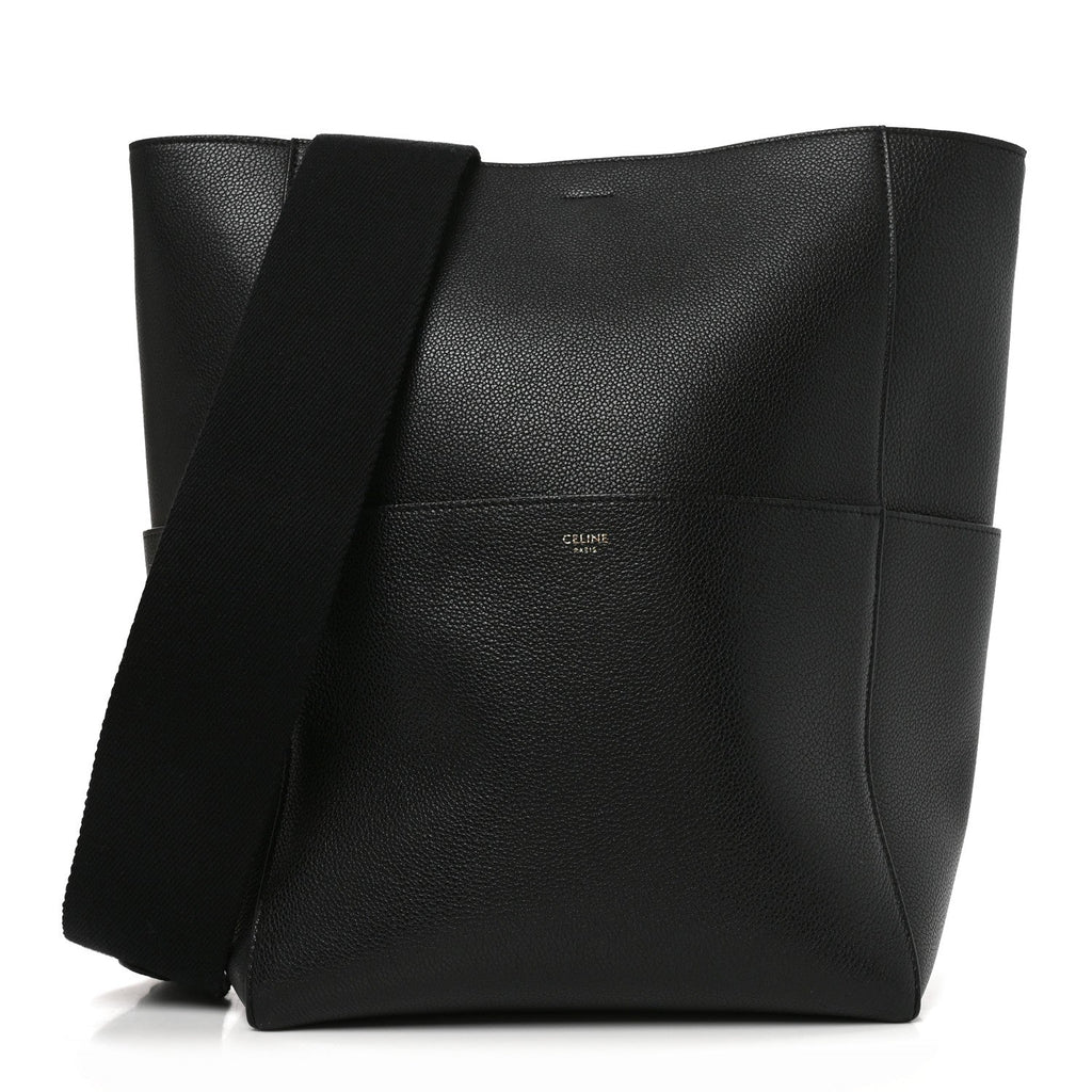 Celine Soft Grained Calfskin Sangle Bucket Bag Black