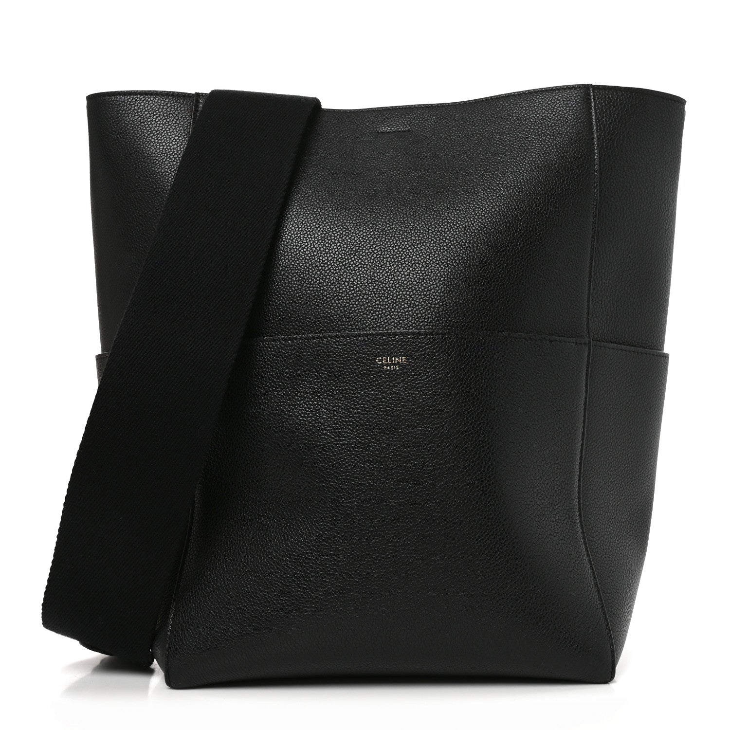 Celine Soft Grained Calfskin Sangle Bucket Bag Black