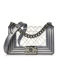 Chanel Metallic Lambskin PVC Quilted Small Boy Flap Silver