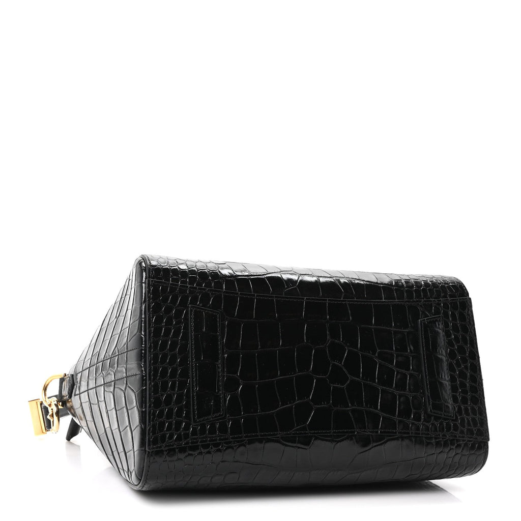 Givenchy Calfskin Crocodile Embossed Small Antigona Black